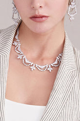 Cubic Zirconia Leaf Design Necklace - Shah S. Sahota